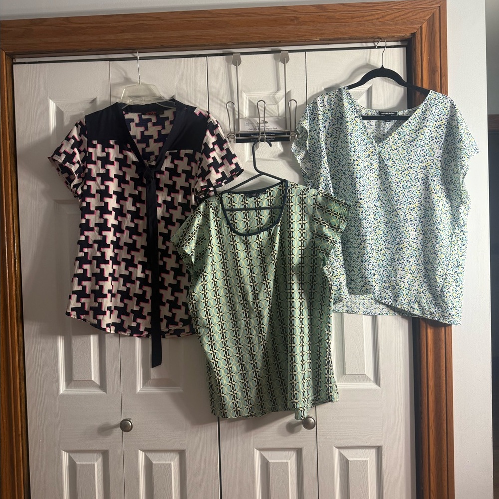 Multiples Women's Blouses in Pink, Green, and Blue Patterns - Picture 2 of 2